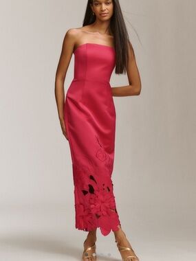 LEO LIN RAYNA STRAPLESS APPLIQUÉ BUSTIER STRETCH CREPE MAXI DRESS Size 6 BNWT